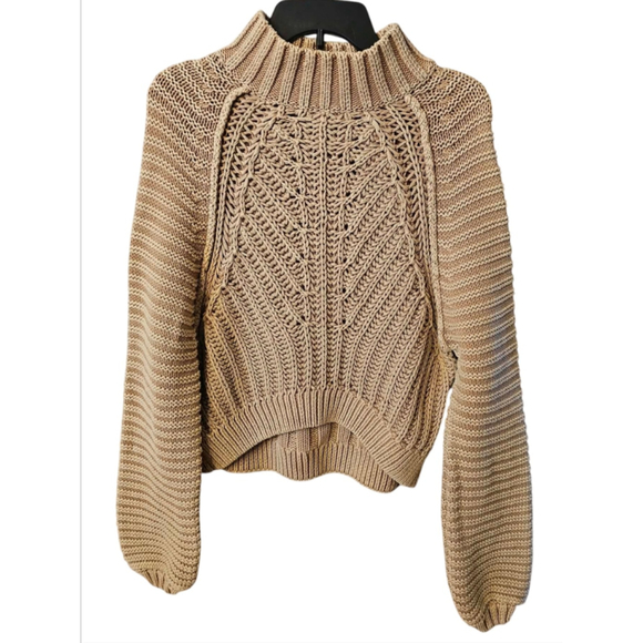 Free People Sweaters - Free People Sweetheart Sweater Tan Sand Castle Chunky Mock Neck Medium EUC